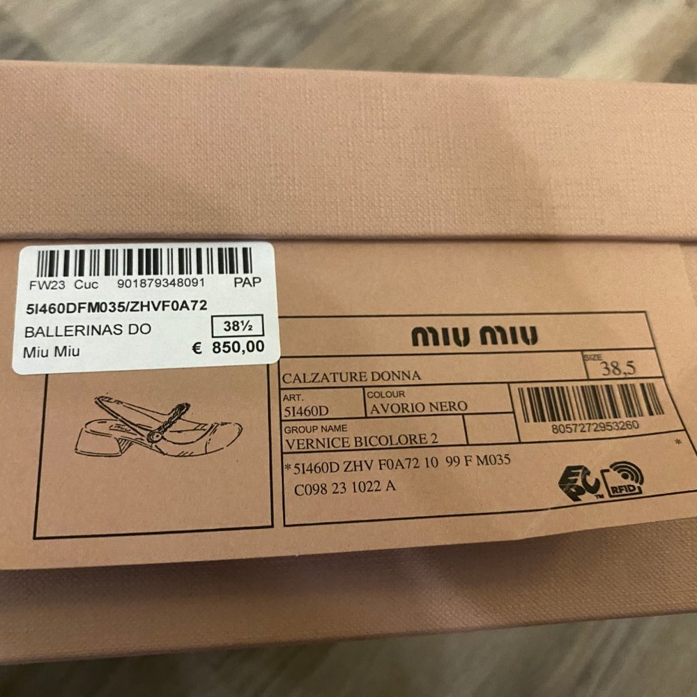 New Authentic Miu Miu Two-Toned Slingback Mary Jane Pumps 38.5/8.5 BALLERINAS DO - Picture 4 of 10